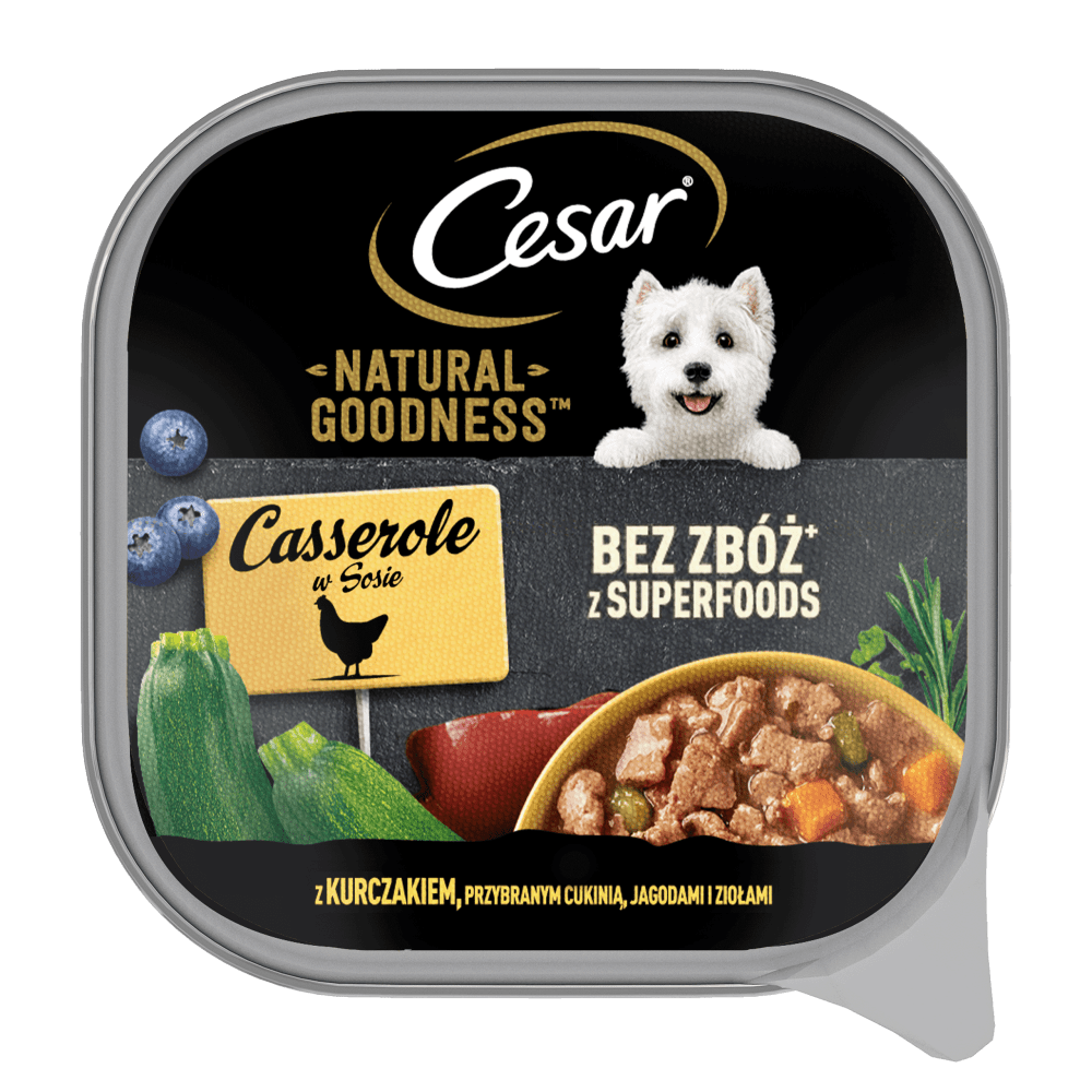 CESAR® NATURAL GOODNESS™ z kurczakiem, przybrany cukinią, jagodami i ziołami 100g - 1