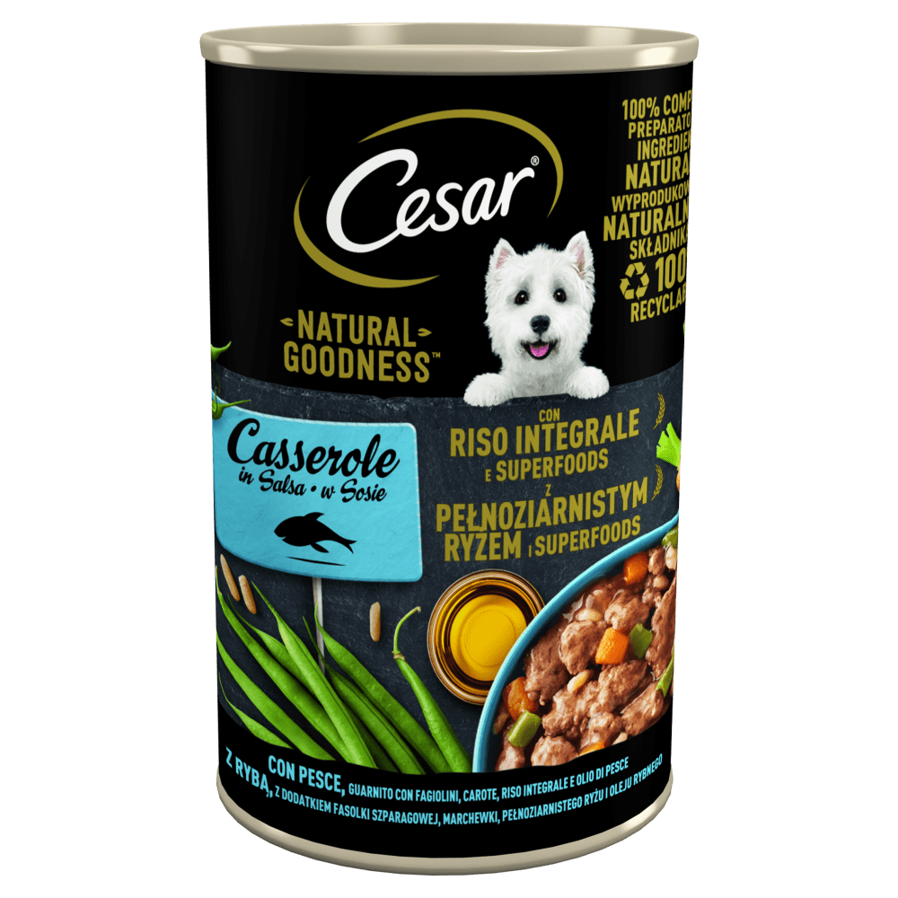 CESAR® NATURAL GOODNESS™ z białą rybą, pełnoziarnistym ryżem i superfoods 400g - 1