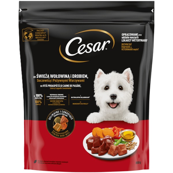 CESAR® Adult Sucha karma dla psów ze Świeżą Wołowiną, Drobiem i Warzywami 800 g image 1