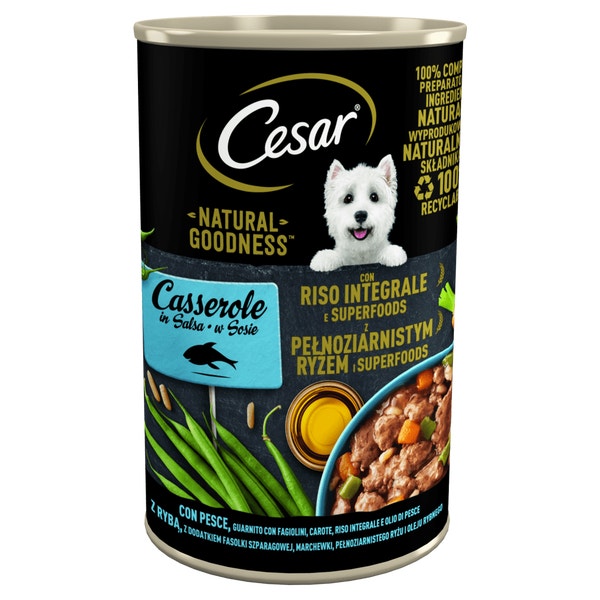 CESAR® NATURAL GOODNESS™ z białą rybą, pełnoziarnistym ryżem i superfoods 400g image 1