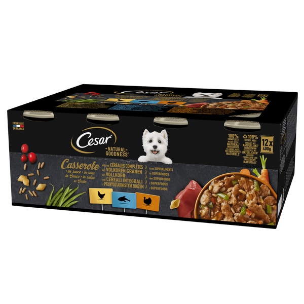 CESAR® NATURAL GOODNESS™ Mix Smaków w sosie z kurczakiem, indykiem i białą rybą 12 x 400g image 1