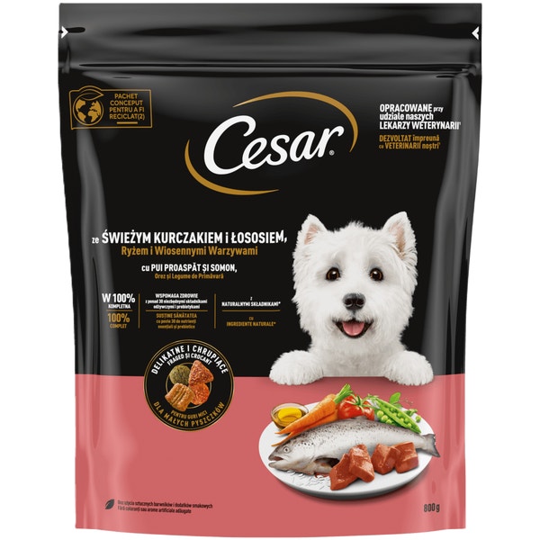 CESAR® Adult Sucha karma dla psów ze Świeżym Kurczakiem, Łososiem i Warzywami 800 g image 1
